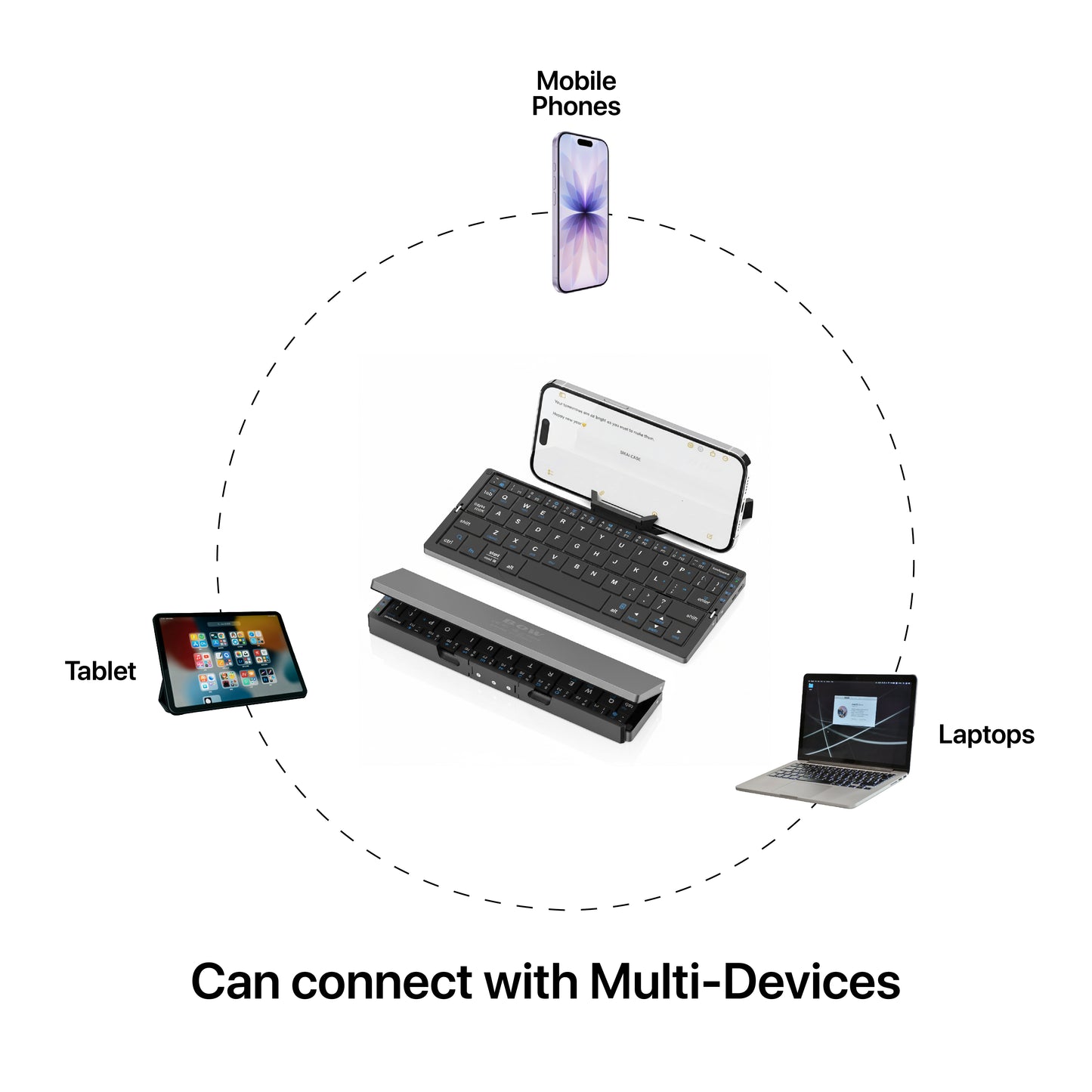 Folding Bluetooth Keyboard for Mobile & Computer